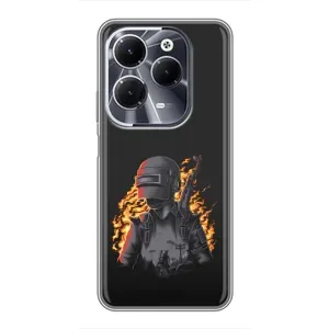 Силиконовый чехол с картинкой "Герой Pubg" на Infinix Hot 40 (В огне)