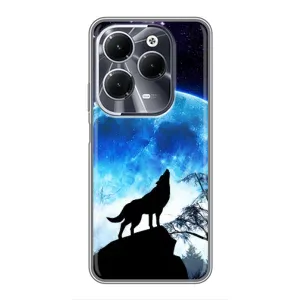 Чехол с Волком на Infinix Hot 40 (Воет на луну)