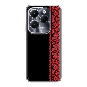 Силиконовый Чехол на Infinix Hot 40 с картинкой Вышиванки (Вышиванка на черном)
