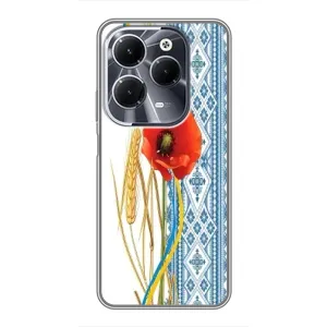 Силиконовый Чехол на Infinix Hot 40 с картинкой Вышиванки (Вышиванка с цветком)