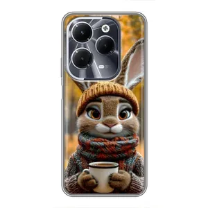 Печатный чехол «Зверята с кофе» для Infinix Hot 40 (Зайчик с кофе)