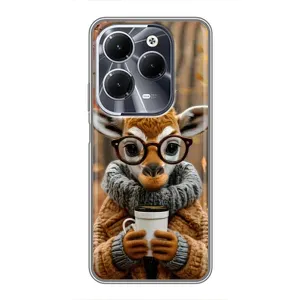 Печатный чехол «Зверята с кофе» для Infinix Hot 40 (Жираф с кофе)
