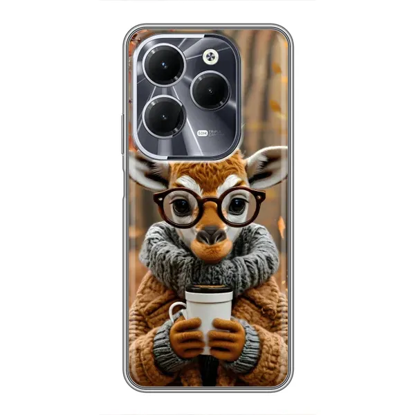 Чехол с рисунком «Жираф с кофе» для Infinix Hot 40 Чехол с рисунком «Жираф с кофе» для Infinix Hot 40