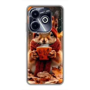 Друкований чохол 'Звірята з кавою' для Infinix Hot 40i (Білка з кавою)