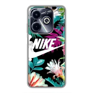 Силиконовый Чехол на Infinix Hot 40i с картинкой Nike (Цветочный Nike)