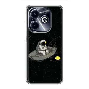Силіконовый Чохол з принтом "Космонавти" на Infinix Hot 40i (Космонавт на рибалці)