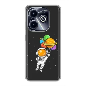 Силіконовый Чохол з принтом "Космонавти" на Infinix Hot 40i (Космонавт з кульками)