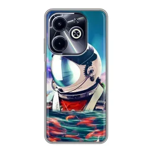 Силіконовый Чохол з принтом "Космонавти" на Infinix Hot 40i (Космонавт у воді)