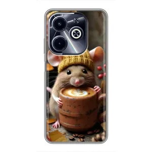 Друкований чохол 'Звірята з кавою' для Infinix Hot 40i (Мишка з кавою)