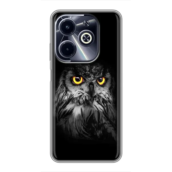 Чехол с рисунком «Сова на чёрном» для Infinix Hot 40i Чехол с рисунком «Сова на чёрном» для Infinix Hot 40i