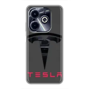 Силіконовий бампер з картинкою машини на Infinix Hot 40i (Logo TESLA)