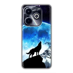 Чохол з Вовком на Infinix Hot 40i (Виє на місяць)