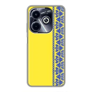 Силиконовый Чехол на Infinix Hot 40i (Вышиванка на желтом)