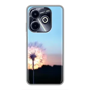 Силиконовый Чехол с одуванчиками на Infinix Hot 40i (Закат с одуванчиком)