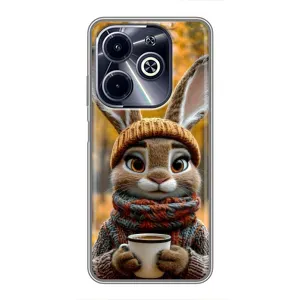 Друкований чохол 'Звірята з кавою' для Infinix Hot 40i (Зайчик з кавою)