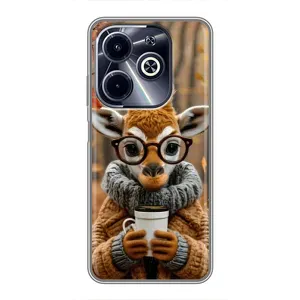 Друкований чохол 'Звірята з кавою' для Infinix Hot 40i (Жираф з кавою)