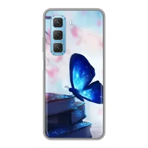 Силиконовый бампер с картинкой животных для Infinix Hot 50 5G (Бабочка синяя)