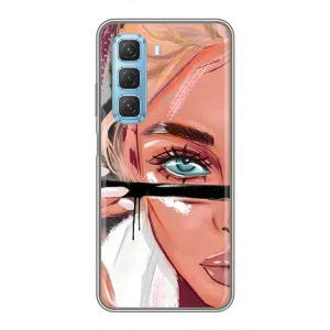 Силиконовый Чехол на Infinix Hot 50 5G с картинкой Стильных Девушек (Девушка и ресницы)