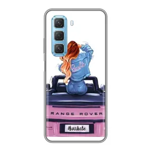Силиконовый Чехол на Infinix Hot 50 5G с картинкой Стильных Девушек (Девушка на машине)