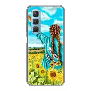 Чехол Стильные девушки на Infinix Hot 50 5G (Девушка на поле)