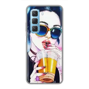 Чехол с картинкой Модные Девчонки Infinix Hot 50 5G (Девушка с коктейлем)