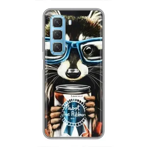 Силиконовый Чехол с Енотами на Infinix Hot 50 5G (Енот в очках)