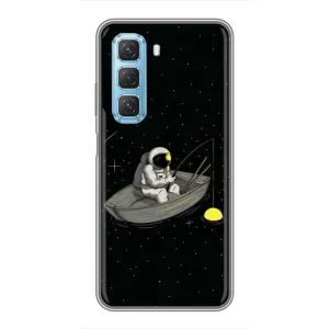 Силиконовый Чехол с принтом "Космонавты" на Infinix Hot 50 5G (Космонавт на рыбалке)