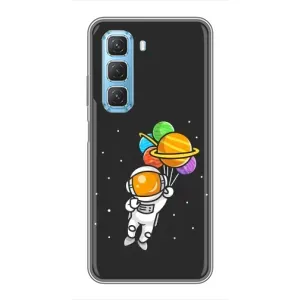 Силиконовый Чехол с принтом "Космонавты" на Infinix Hot 50 5G (Космонавт с шариками)