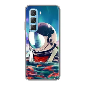 Силиконовый Чехол с принтом "Космонавты" на Infinix Hot 50 5G (Космонавт в воде)