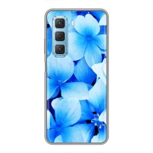 Силиконовый бампер с принтом (цветочки) на Инфиникс Хот 50 5G (Синие цветы)