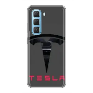 Силиконовый бампер с картинкой машины на Infinix Hot 50 5G (Logo TESLA)