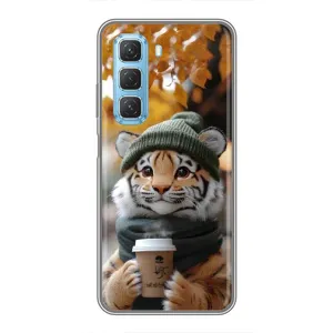 Печатный чехол «Зверята с кофе» для Infinix Hot 50 5G (Тигр с кофе)