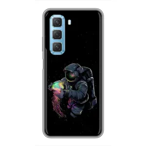Силиконовый Чехол с принтом "Космонавты" на Infinix Hot 50 5G (В руках земля)