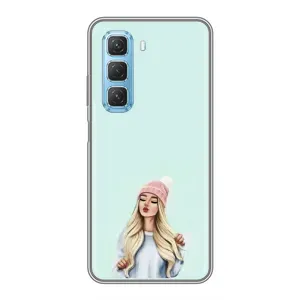 Силиконовый Чехол на Infinix Hot 50 5G с картинкой Стильных Девушек (В шапке)