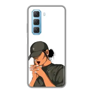 Силиконовый Чехол на Infinix Hot 50 5G с картинкой Стильных Девушек (В зеленом)