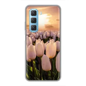 Чехлы с картинкой (Тюльпаны) на Инфиникс Хот 50 5G (Закат с цветами)