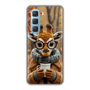 Печатный чехол «Зверята с кофе» для Infinix Hot 50 5G (Жираф с кофе)