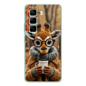 Печатный чехол «Зверята с кофе» для Infinix Hot 50 Pro Plus (Жираф с кофе)