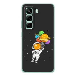 Силиконовый Чехол с принтом "Космонавты" на Infinix Hot 50 Pro (Космонавт с шариками)