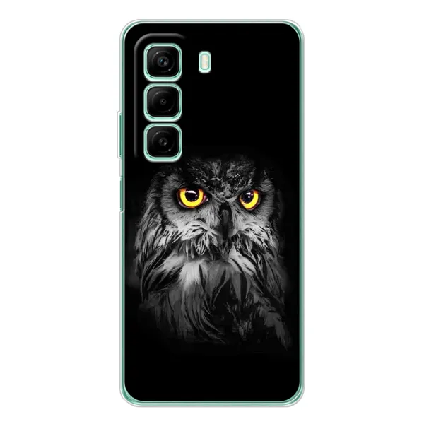 Чехол с рисунком «Сова на чёрном» для Infinix Hot 50 Pro Чехол с рисунком «Сова на чёрном» для Infinix Hot 50 Pro