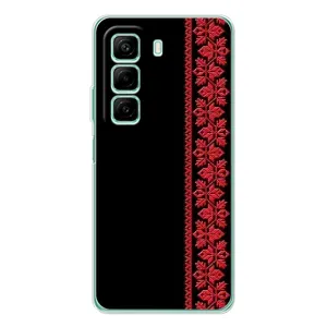 Силиконовый Чехол на Infinix Hot 50 Pro с картинкой Вышиванки (Вышиванка на черном)