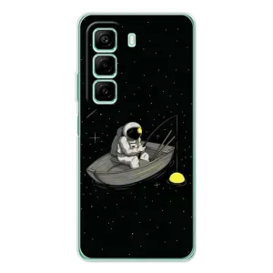Силиконовый Чехол с принтом "Космонавты" на Infinix Hot 50 (Космонавт на рыбалке)