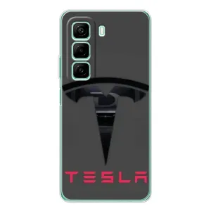 Силіконовий бампер з картинкою машини на Infinix Hot 50 (Logo TESLA)