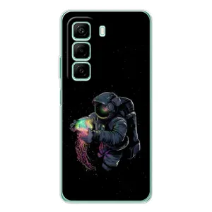 Силиконовый Чехол с принтом "Космонавты" на Infinix Hot 50 (В руках земля)
