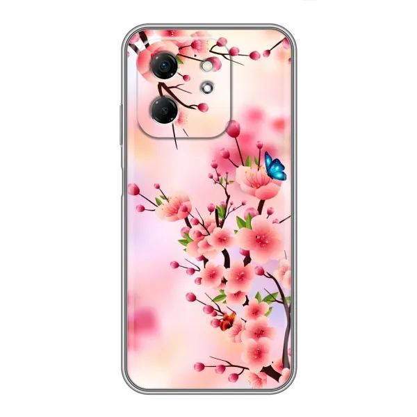 Чехол с рисунком «Бабочки на сакуре» для Infinix Hot 50i Чехол с рисунком «Бабочки на сакуре» для Infinix Hot 50i