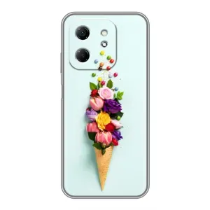 Чехлы с тематикой "ЦВЕТЫ" на Infinix Hot 50i (Цветок-мороженное)