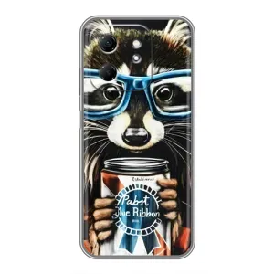 Силиконовый Чехол с Енотами на Infinix Hot 50i (Енот в очках)