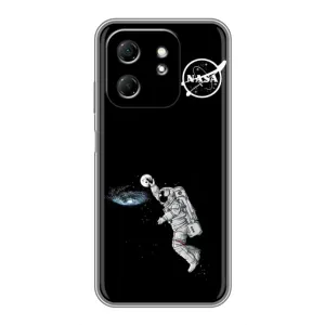 Силиконовый бампер с принтом "Наса" на Infinix Hot 50i (Космонавт баскетболист)