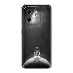 Силиконовый Чехол с принтом "Космонавты" на Infinix Hot 50i (Космонавт романтик)