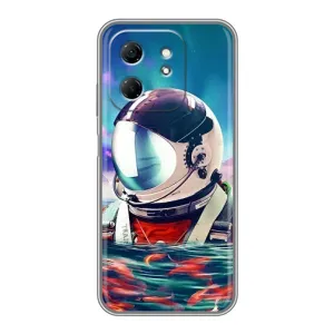 Силиконовый Чехол с принтом "Космонавты" на Infinix Hot 50i (Космонавт в воде)